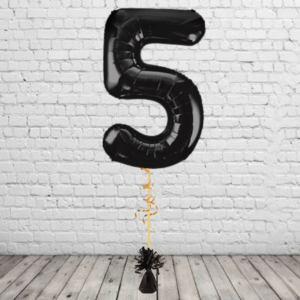 Black Number 5 Balloon