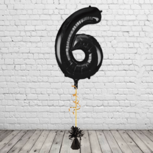Black Number 6 Balloon
