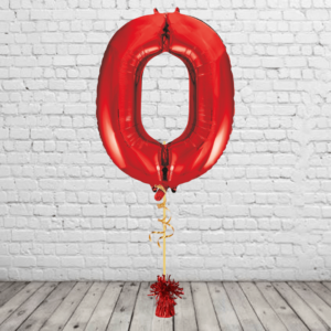 Red Number 0 Balloon