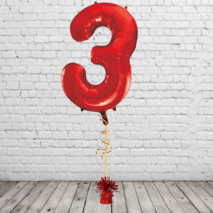 Red Number 3 Balloon