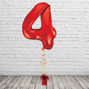 Red Number 4 Balloon