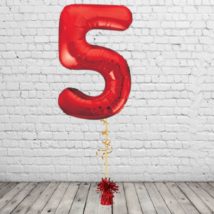 Red Number 5 Balloon