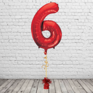 Red Number 6 Balloon