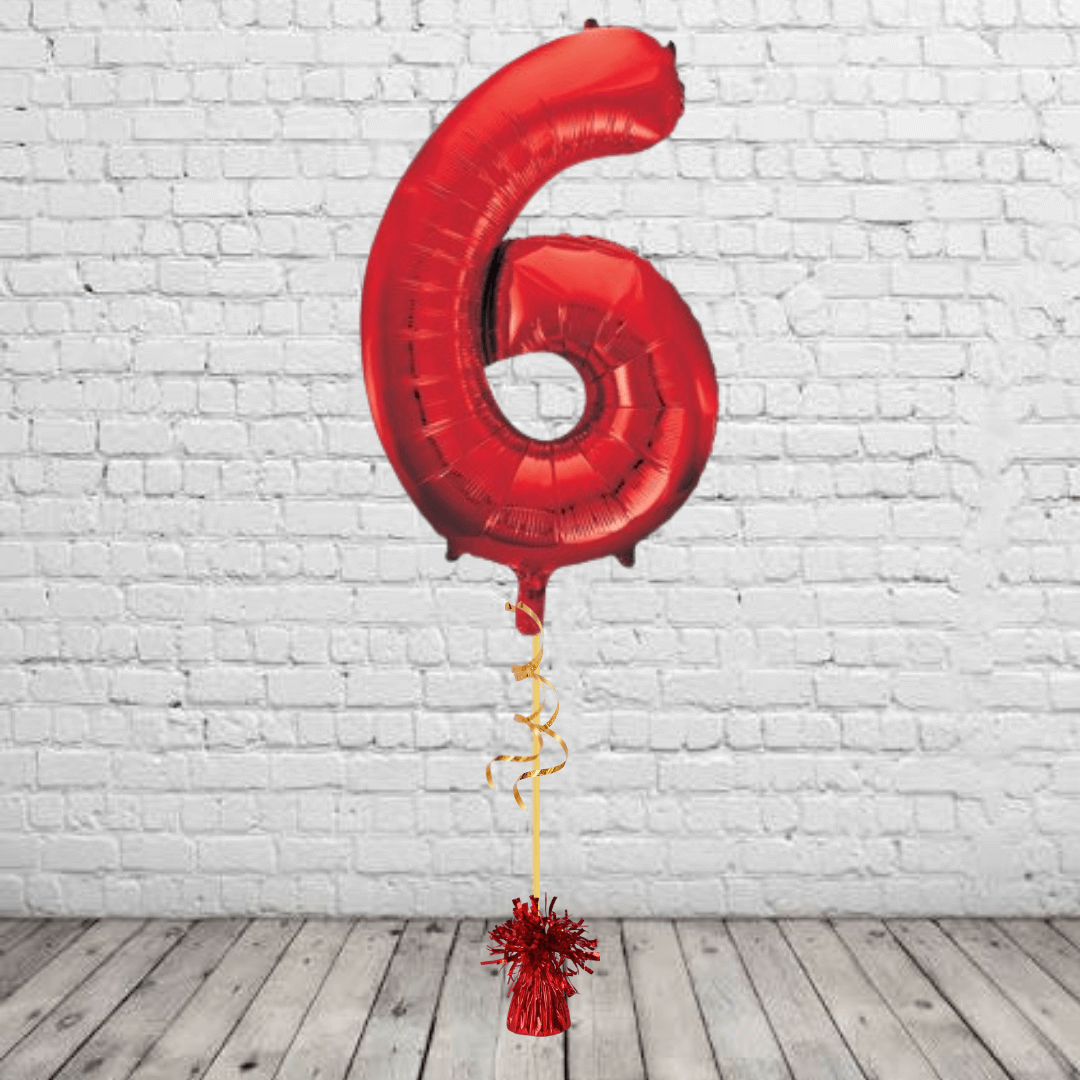Red Number 6 Red Number 6 Balloon