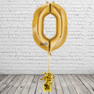 Gold Number 0 Balloon