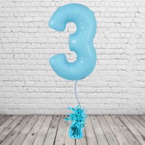 Pastel Blue Number 3 Balloon