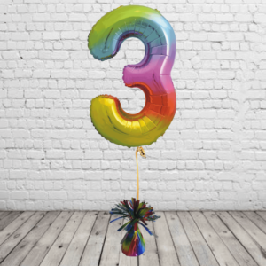 Rainbow Number 3 Balloon