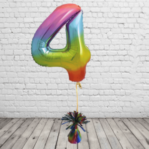 Rainbow Number 4 Balloon