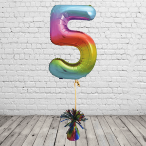 Rainbow Number 5 Balloon