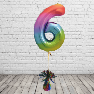 Rainbow Number 6 Balloon