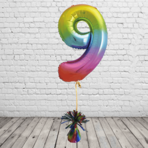Rainbow Number 9 Balloon