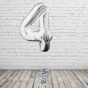 Silver Number 4 Balloon
