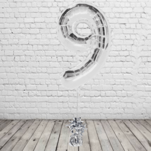 Silver Number 9 Balloon