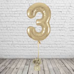 White Gold Number 3 Balloon