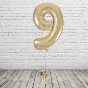 White Gold Number 9 Balloon