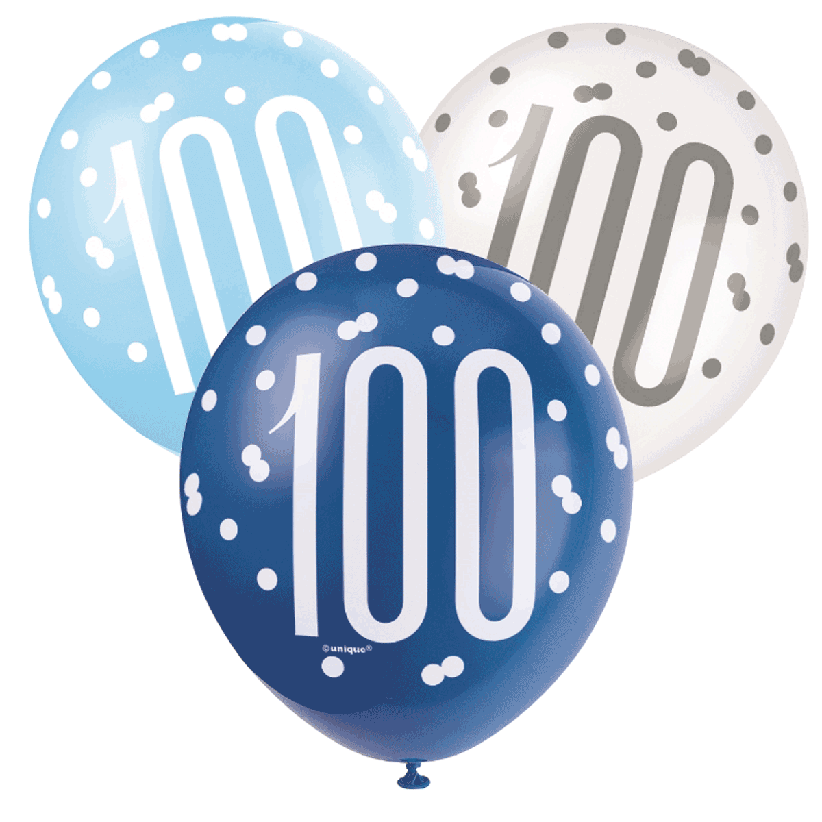 83405-100th-blue Blue Glitz 100th Birthday Latex Balloon