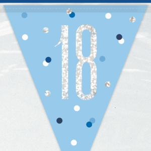 Blue Glitz 18th Birthday Foil Flag Banner