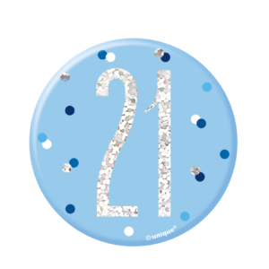Blue Glitz 21st Birthday Badge