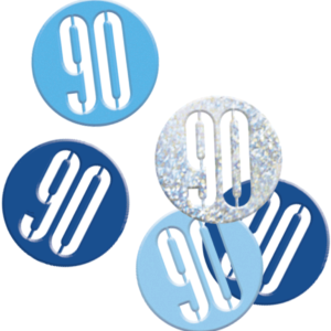Blue Glitz 90th Birthday Foil Confetti
