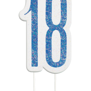 Blue Glitz 18th Birthday Candle