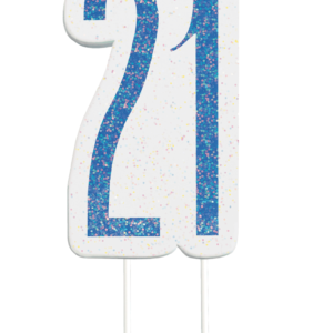 Blue Glitz 21st Birthday Candle