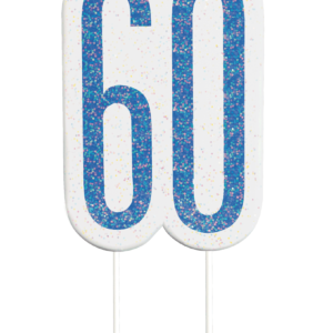Blue Glitz 60th Birthday Candle