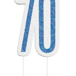 Blue Glitz 70th Birthday Candle