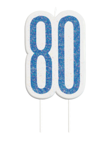 Blue Glitz 80th Birthday Candle