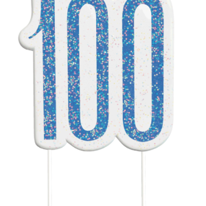 Blue Glitz 100th Birthday Candle