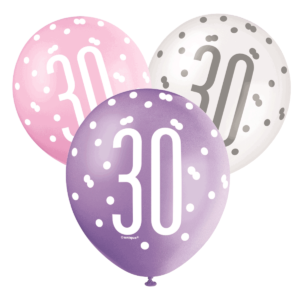 Pink Glitz 30th Birthday Latex Balloon