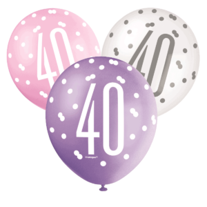 Pink Glitz 40th Birthday Latex Balloon