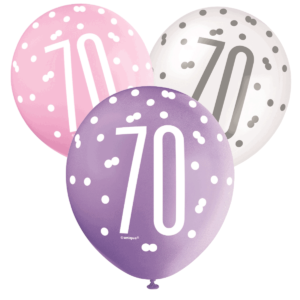 Pink Glitz 70th Birthday Latex Balloon