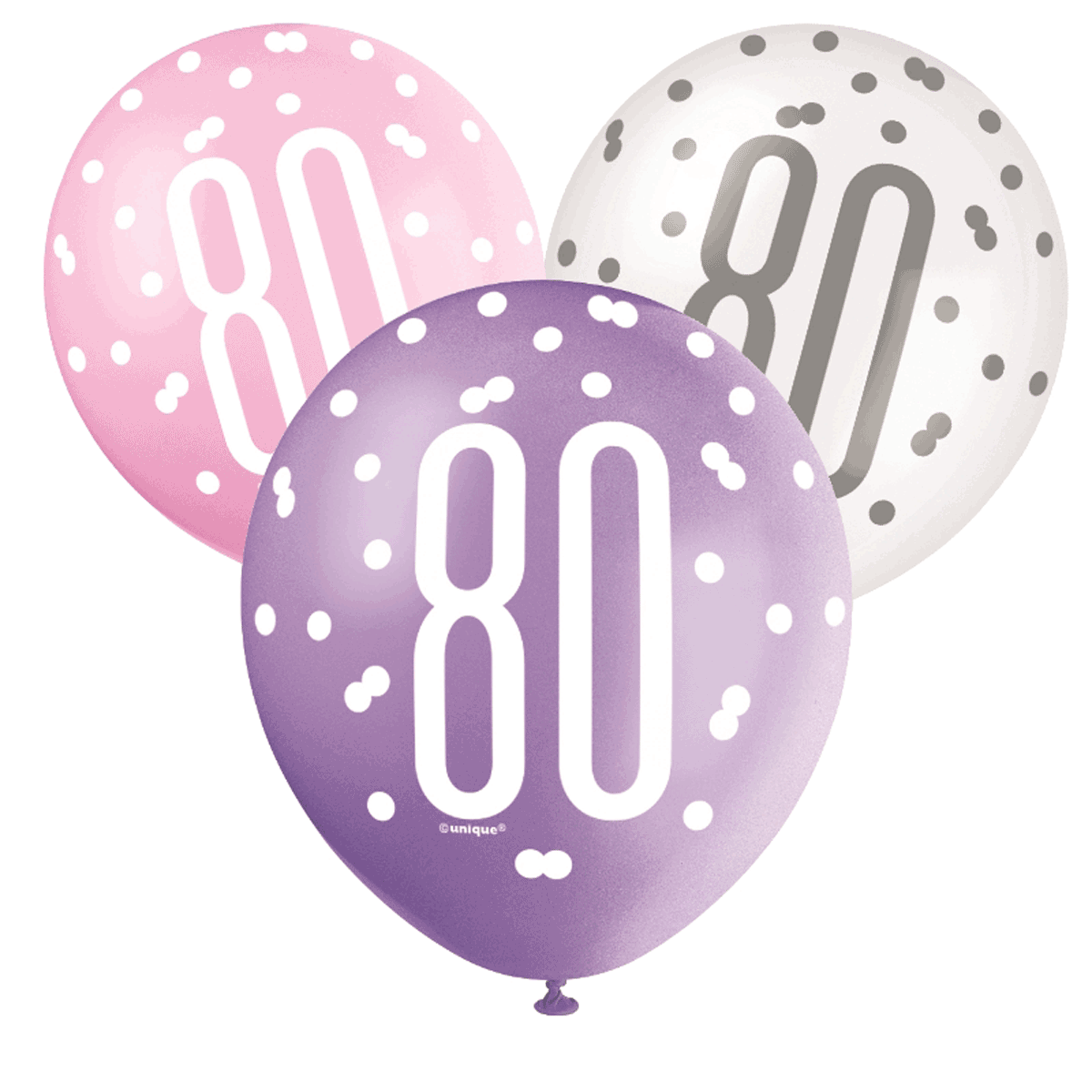 83416-pink-70th Pink Glitz 80th Birthday Latex Balloon