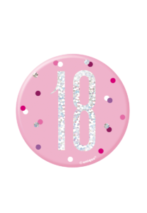 Pink Glitz 18th Birthday Badge