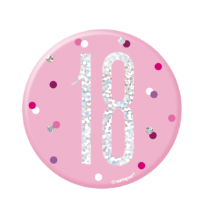 Pink Glitz 18th Birthday Badge