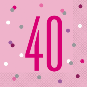 Pink Glitz 40th Birthday Lunch Napkins
