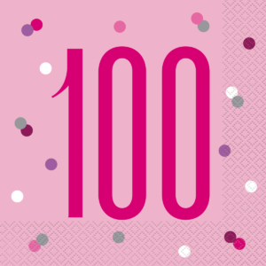 Pink Glitz 100th Birthday Lunch Napkins