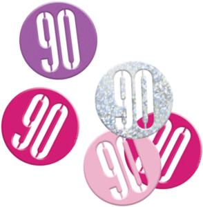 Pink Glitz 90th Birthday Foil Confetti