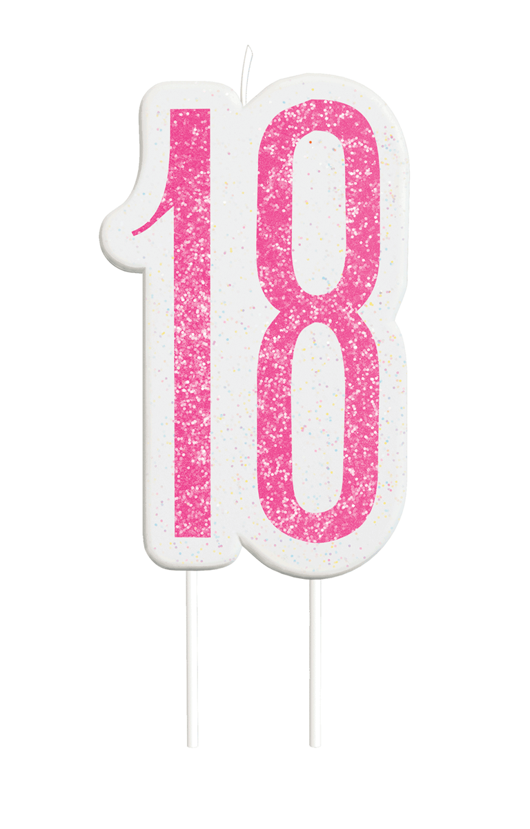 83891-18-pink Pink Glitz 18th Birthday Candle