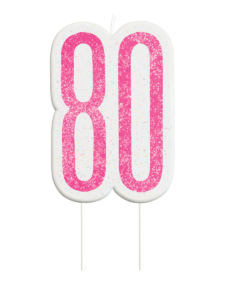 Pink Glitz 80th Birthday Candle