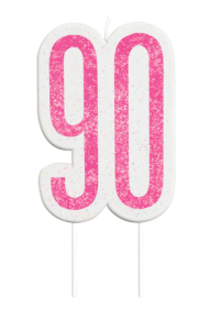 Pink Glitz 90th Birthday Candle