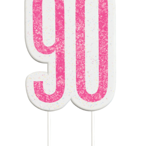 Pink Glitz 90th Birthday Candle