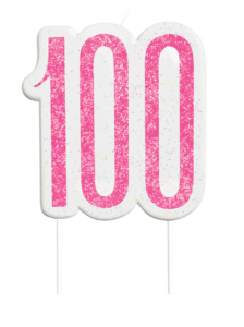 Pink Glitz 100th Birthday Candle