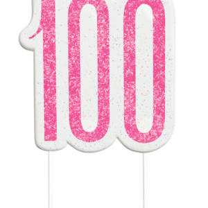 Pink Glitz 100th Birthday Candle