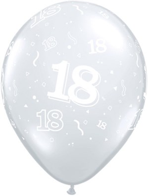 Diamond clear age 18 latex balloons