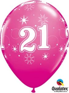 sparkle wild berry age 21 latex balloons