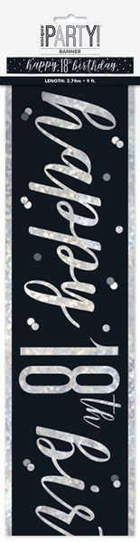 83465pkg-18-banner Black Glitz 18th Birthday Foil Banner