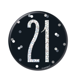 Black Glitz 21st Birthday Badge