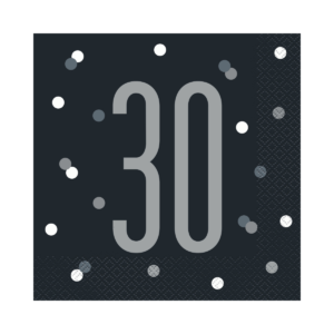 Black Glitz 30th Birthday Lunch Napkins