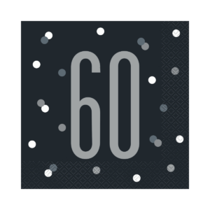 Black Glitz 60th Birthday Lunch Napkins